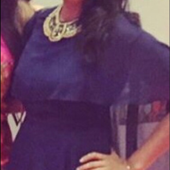 Navy blue cape dress - Picture 4 of 4